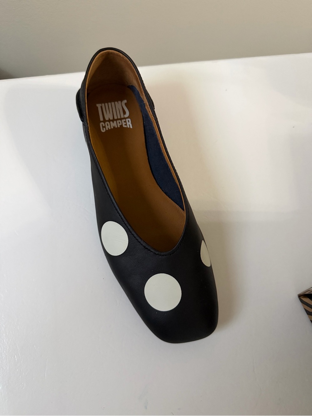 Camper Twins Black and White Polka Dot Women's Flat